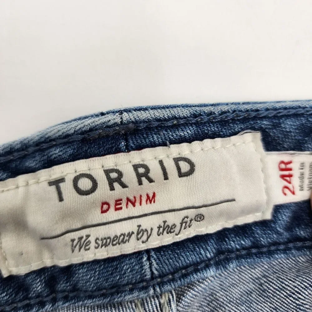 Torrid Denim Women's Jeans Blue‎ Plus Size 24R Whiskers Stone Wash